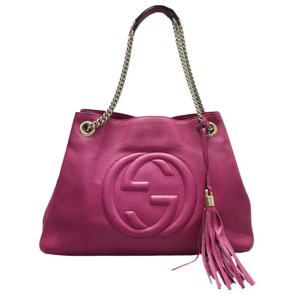 GUCCI Soho Chain Purple Leather Shoulder Bag 760-061825 - Picture 1 of 12